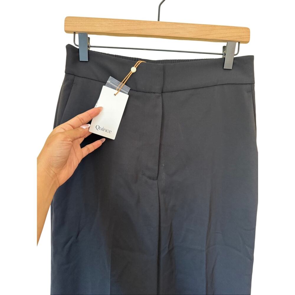 Quince Stretch Crepe Classic Trouser Pants Black Size 8 NWT - Picture 8 of 12